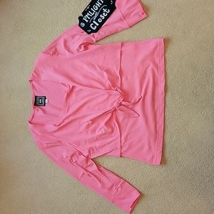 JPR Baggage Tie Front Blouse Pink 3/4 sleeve Large Petite